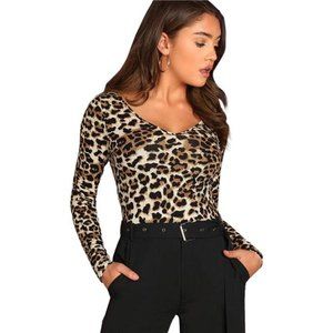 Women's Leopard Print Cheetah Shirts Fitted Tee Top